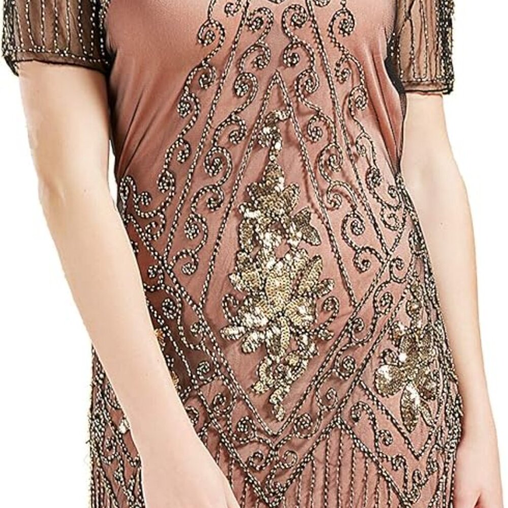 1920s Art Deco Fringed Sequin Dress Roaring 20s Flapper Fancy Dress
